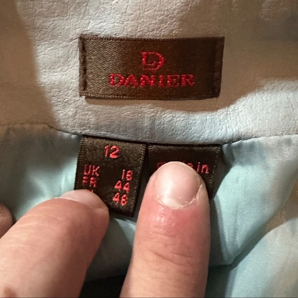 Vintage Blue Light blue Danier Blazer Skirt suit size Large Blazer 12 Skirt - Picture 8 of 8